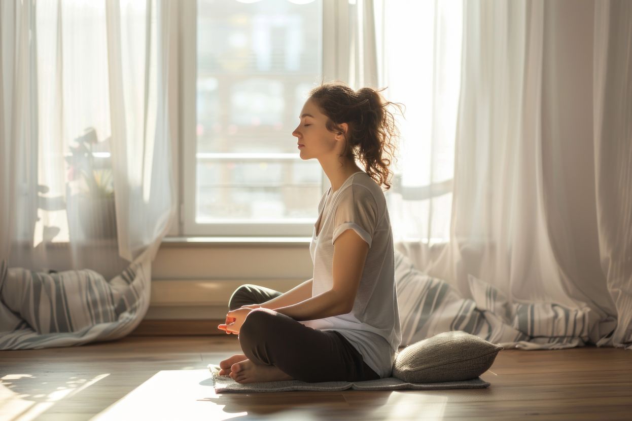 Apaiser ses angoisses, femme assise et respire