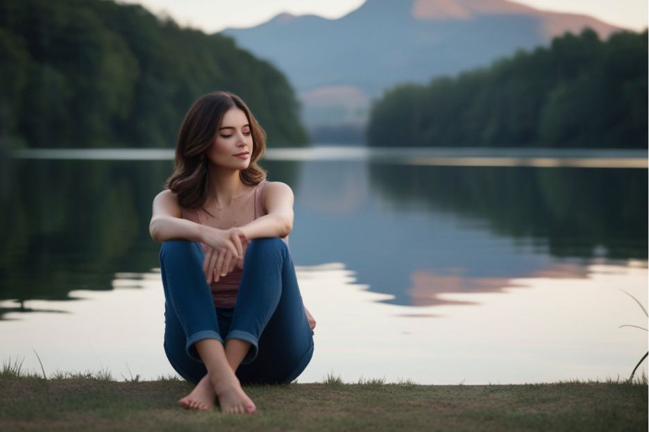 Lâcher prise dans une relation toxique, femme au bord de l'eau